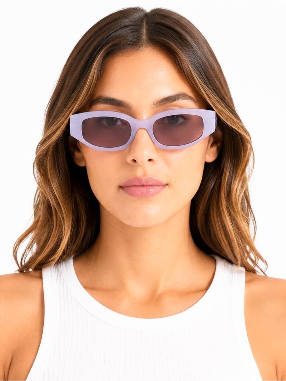 NWT Nordstrom Lavender Geometric Y2K 100% UV Sunglasses Purple Retro